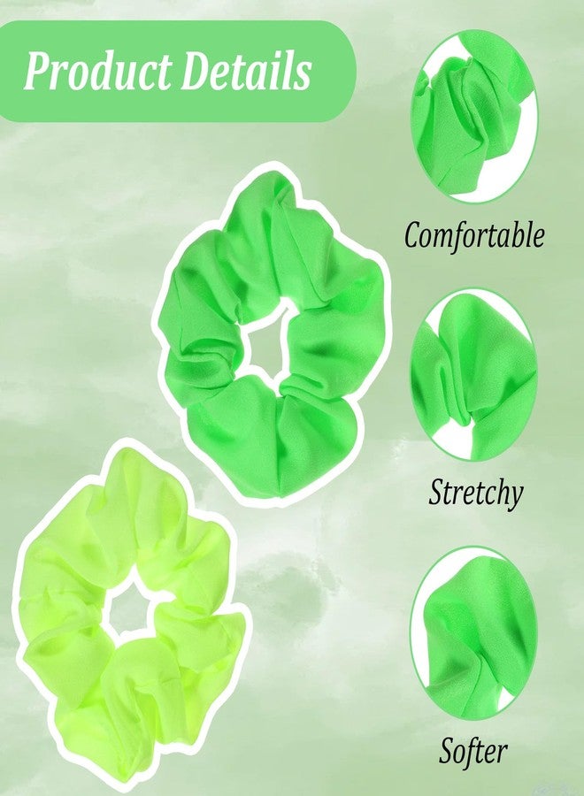 Aysatogc 2PCS Green Neon Scrunchies, Neon Hair Accessories for Women Solid Colors Elastic Hair Bands Neon Scrunchies Ties 80s accessories Large Soft Scrunchy for 80s Party Outfits and Workout Costumes - Image 5